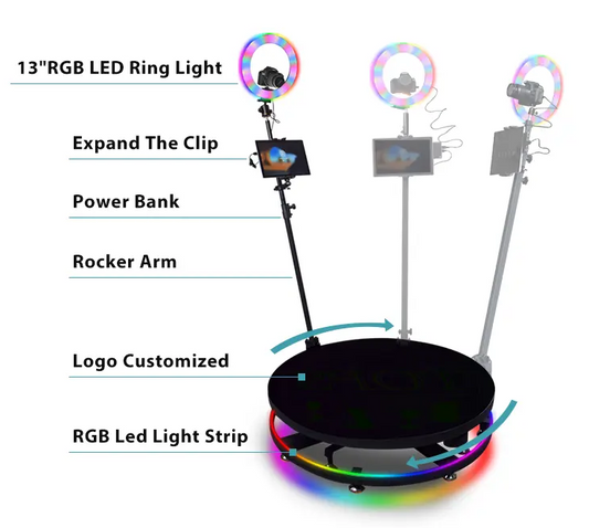 Metal or Glass Base 360 Photo Booth For Sale